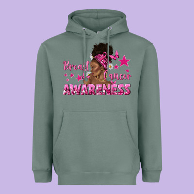Breast Cancer Awareness With Afro Woman Heavyweight Hoodie Designed By Texasbilliewilder