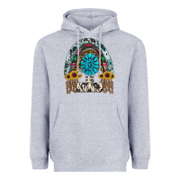 Heather Grey western rainbow  be kind Heavyweight Hoodie - RanaPortraitStore