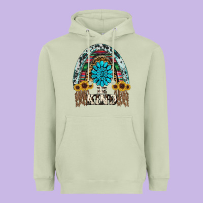 Western Rainbow  Be Kind Heavyweight Hoodie Designed By Ranaportraitstore