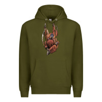 Army Green Orangutan And Baby Premium Hoodie - LillyAllenDesigns