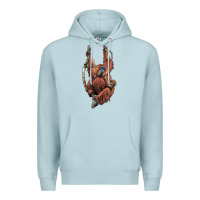 Blue Mist Orangutan And Baby Premium Hoodie - LillyAllenDesigns