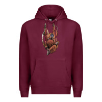 Burgundy Orangutan And Baby Premium Hoodie - LillyAllenDesigns