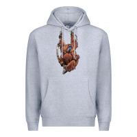 Heather Grey Orangutan And Baby Premium Hoodie - LillyAllenDesigns