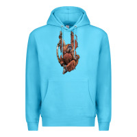 Ocean Blue Orangutan And Baby Premium Hoodie - LillyAllenDesigns
