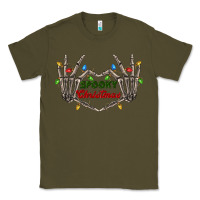 Army Green spooky christmas skeleton hands Classic Tee - FaDigitalArtStudio
