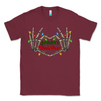 Burgundy spooky christmas skeleton hands Classic Tee - FaDigitalArtStudio