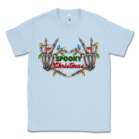 Dusty Blue spooky christmas skeleton hands Classic Tee - FaDigitalArtStudio