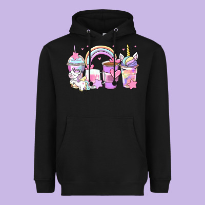 Unicorn Coffee Cups Heavyweight Hoodie Designed By Zillion Design Studio