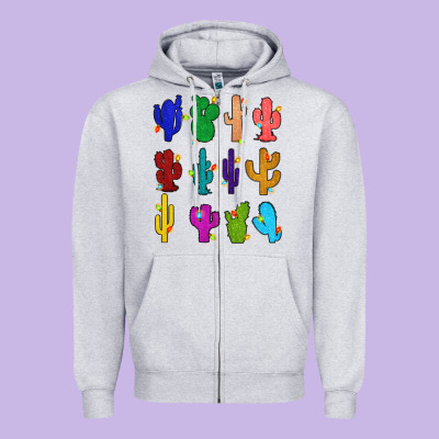 Christmas Glitter Cactus Zipper Hoodie Designed By Zillion Design Studio