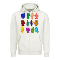 Oatmeal Heather christmas glitter cactus Zipper Hoodie - Zillion Design Studio