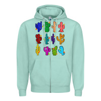 Seafoam christmas glitter cactus Zipper Hoodie - Zillion Design Studio
