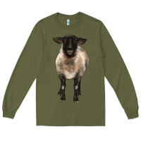 Army Green suffolk ewe front Long Sleeve Tee - BarkalooDesign
