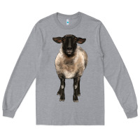 Heather Grey suffolk ewe front Long Sleeve Tee - BarkalooDesign