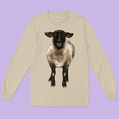 Suffolk Ewe Front Long Sleeve Tee Designed By Barkaloodesign
