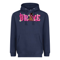 Navy Breast Cancer Brave with Afro Woman Heavyweight Hoodie - texasbilliewilder