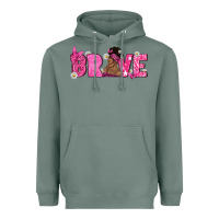 Sage Breast Cancer Brave with Afro Woman Heavyweight Hoodie - texasbilliewilder