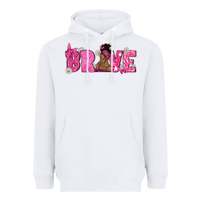 Breast Cancer Brave With Afro Woman Heavyweight Hoodie by texasbilliewilder | Teevron