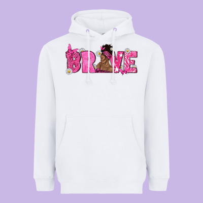 Breast Cancer Brave With Afro Woman Heavyweight Hoodie Designed By Texasbilliewilder