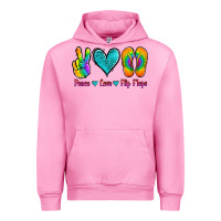 Fuchsia Pink peace love flips flops Urban Hoodie - Jasminsmagicworld