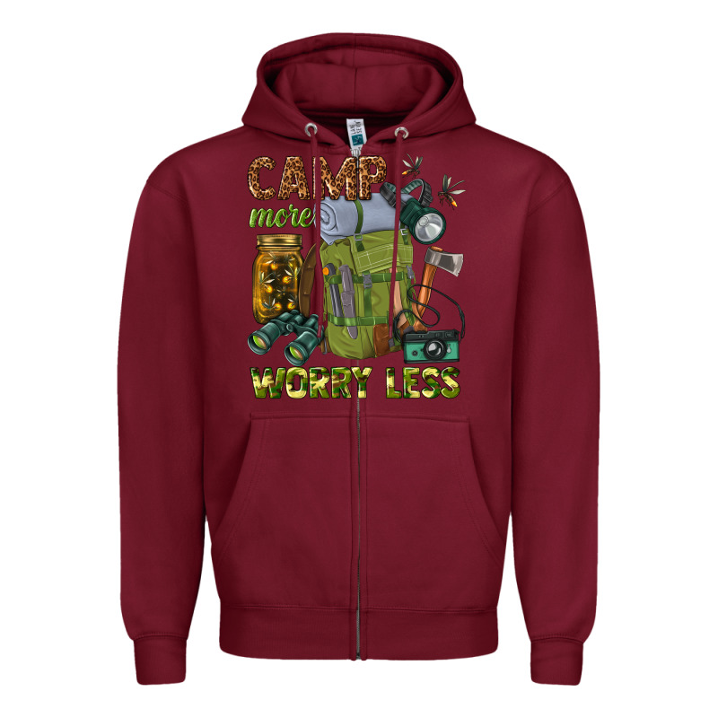 Camp More Worry Less Zipper Hoodie by texasbilliewilder | Teevron