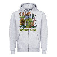 Heather Grey camp more worry less Zipper Hoodie - texasbilliewilder