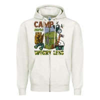 Oatmeal Heather camp more worry less Zipper Hoodie - texasbilliewilder