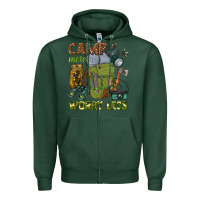 Sports Green camp more worry less Zipper Hoodie - texasbilliewilder