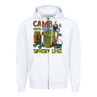 White camp more worry less Zipper Hoodie - texasbilliewilder