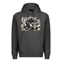Charcoal Heather cowhide background Premium Hoodie - BarkalooDesign