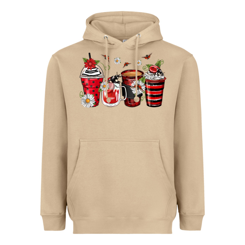 Ladybug Coffee Cups Heavyweight Hoodie by Zillion Design Studio | Teevron