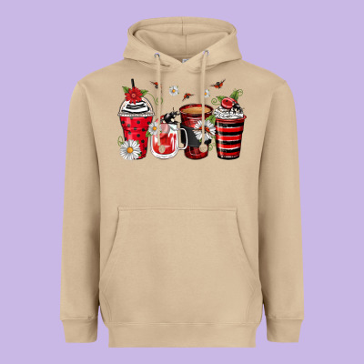 Ladybug Coffee Cups Heavyweight Hoodie Designed By Zillion Design Studio