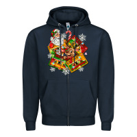 Navy christmas cassette tapes Zipper Hoodie - Zillion Design Studio