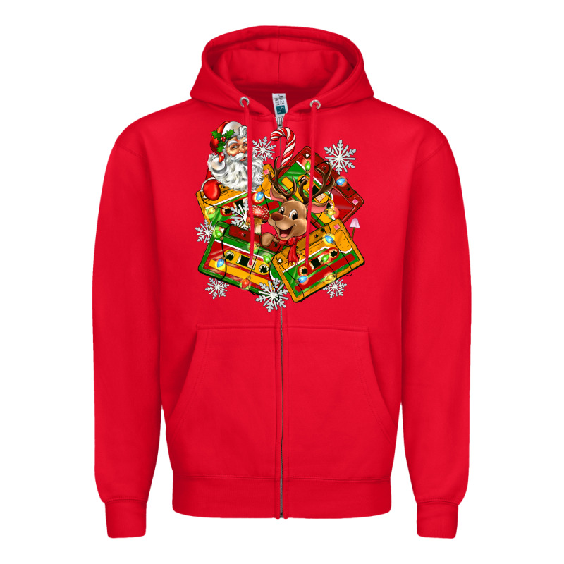 Christmas Cassette Tapes Zipper Hoodie by Zillion Design Studio | Teevron