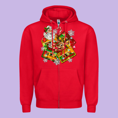 Christmas Cassette Tapes Zipper Hoodie Designed By Zillion Design Studio
