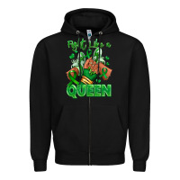 Black green ribbon liver cancer afro girl sneakers Zipper Hoodie - RanaPortraitStore