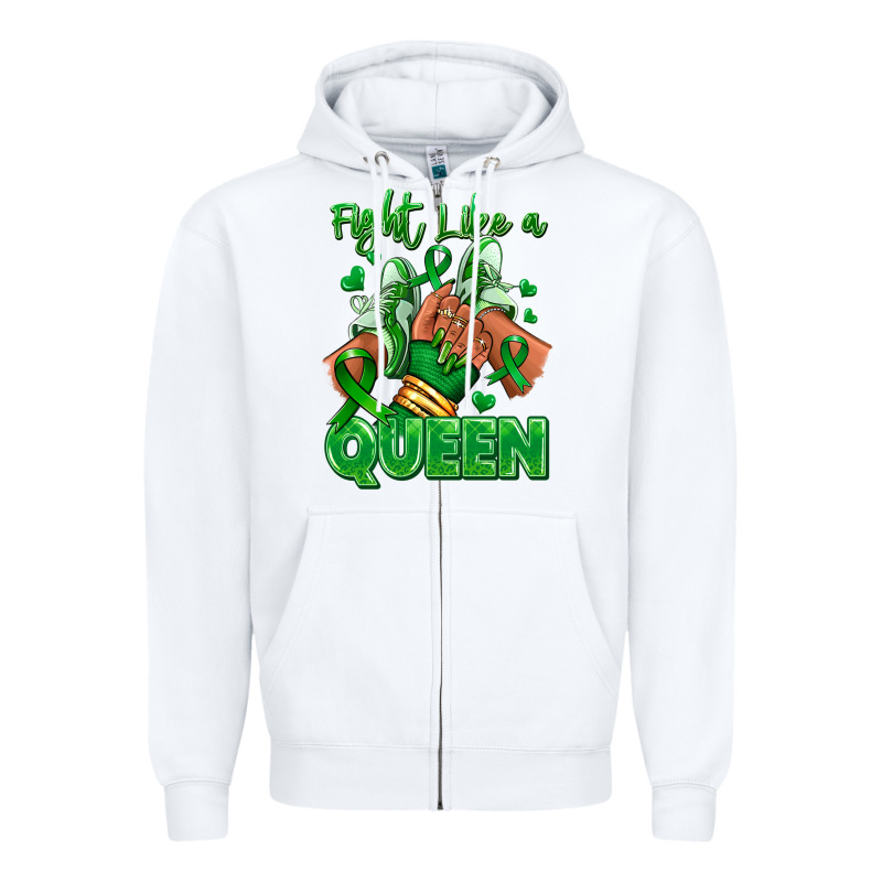 Green Ribbon Liver Cancer Afro Girl Sneakers Zipper Hoodie by RanaPortraitStore | Teevron