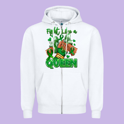 Zipper Hoodie green ribbon liver cancer afro girl sneakers