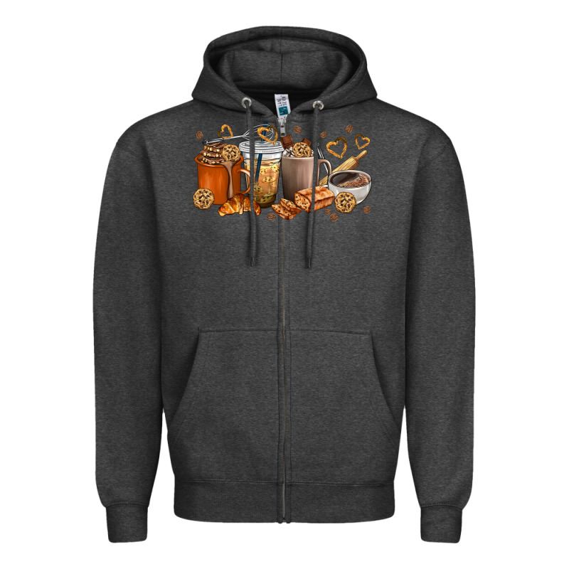 Cookie Coffee Cups Zipper Hoodie by texasbilliewilder | Teevron