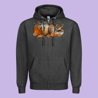 Cookie Coffee Cups Zipper Hoodie Designed By Texasbilliewilder