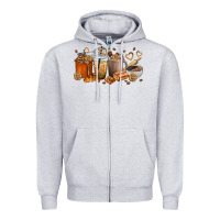 Heather Grey cookie coffee cups Zipper Hoodie - texasbilliewilder