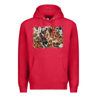 Cardinal cowhide leopard background Premium Hoodie - BarkalooDesign