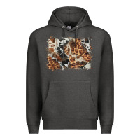 Charcoal Heather cowhide leopard background Premium Hoodie - BarkalooDesign