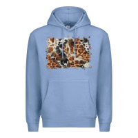 Colony Blue cowhide leopard background Premium Hoodie - BarkalooDesign