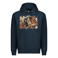 Navy cowhide leopard background Premium Hoodie - BarkalooDesign