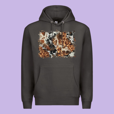 Cowhide Leopard Background Premium Hoodie Designed By Barkaloodesign