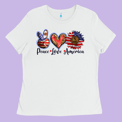 Peace Love America Ladies Tee Designed By Barkaloodesign