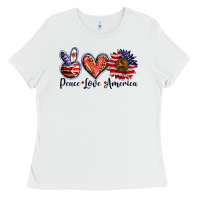 White peace love america Ladies Tee - BarkalooDesign