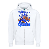 White fight like a queen navy blue colon cancer afro gir Zipper Hoodie - RanaPortraitStore