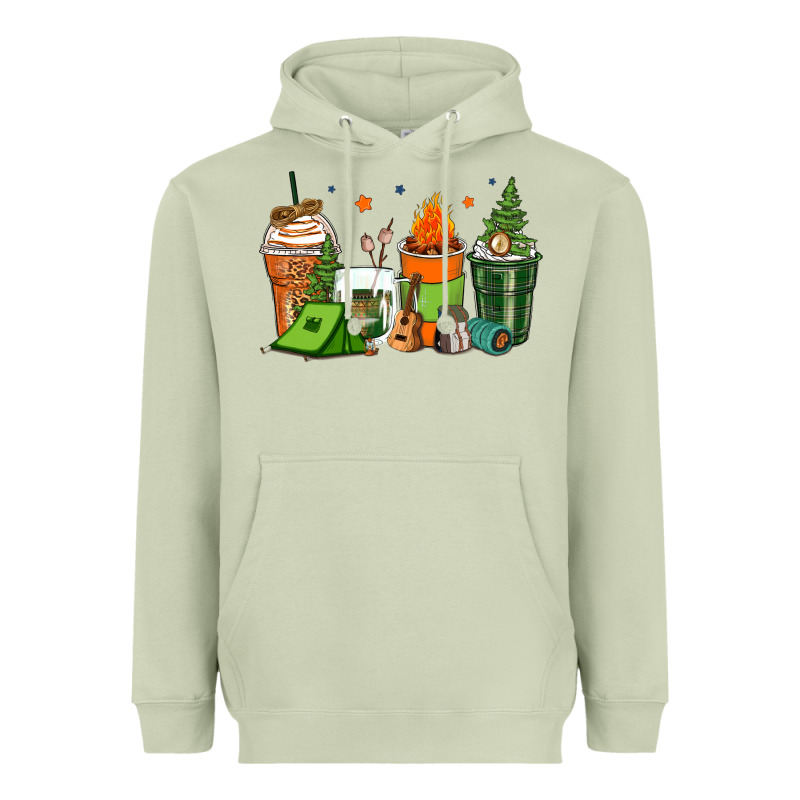 Camping Coffee Cups Heavyweight Hoodie by Zillion Design Studio | Teevron