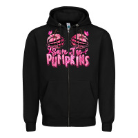 Black save the pumpkins breast cancer Zipper Hoodie - RanaPortraitStore